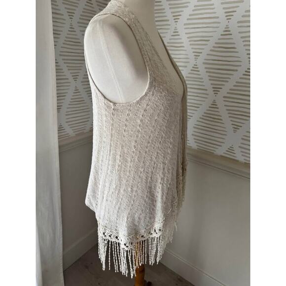 Wrangler Small Knit Croquet Cream Fringe Long Vest - Picture 5 of 5